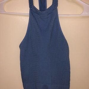 baby blue high neck crop top